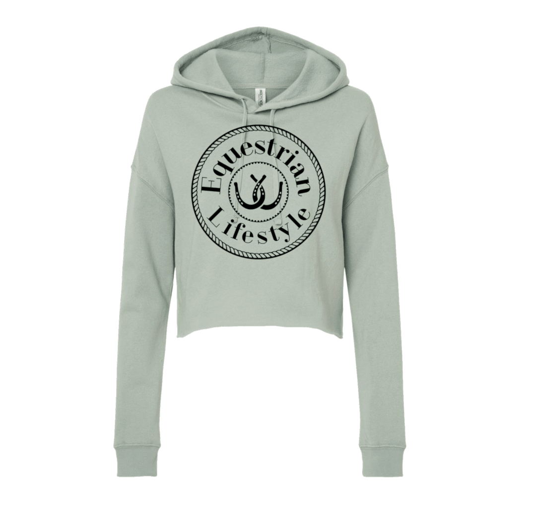 Cavalier Lifestyle Sweat à Capuche Court – Motif Fer à Cheval Sauge