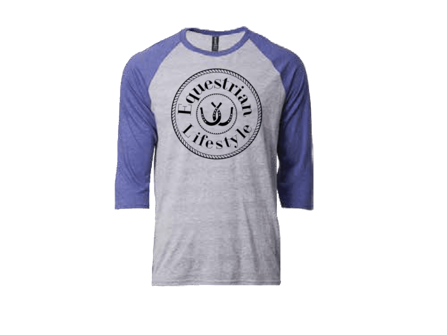 T-shirt à manches raglan ¾ Equestrian Lifestyle – Fer à cheval Oxford Heather Blue