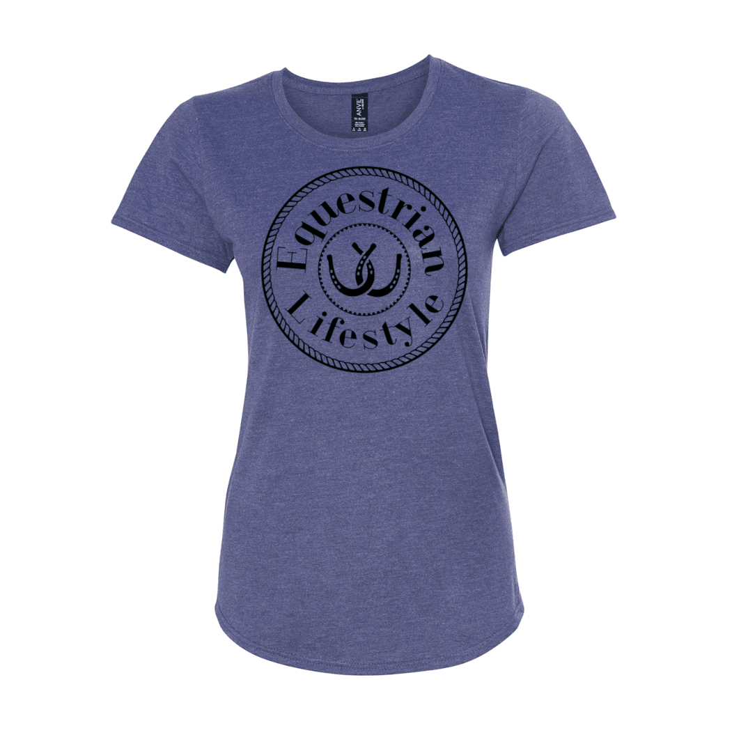 T-shirt femme "Equestrian Lifestyle" – Fer à cheval bleu chiné