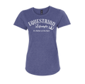T-shirt femme "Equestrian Lifestyle" – Graphique phrase bleu chiné blanc
