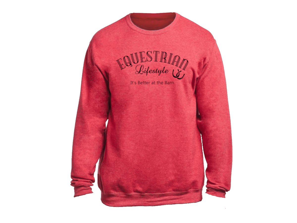 Sweat-shirt ras du cou « Equestrian Lifestyle » – Rouge chiné