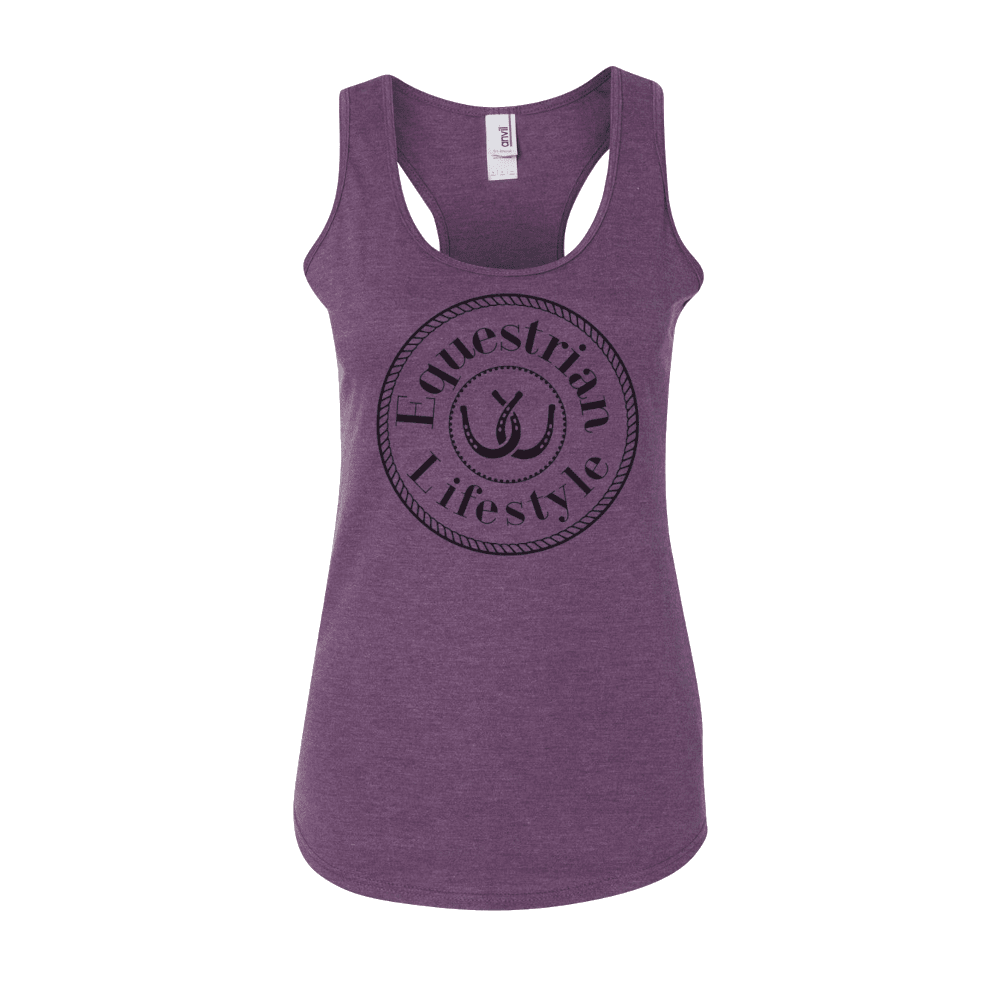 Equestrian Lifestyle Racerback Tank Top – Heather Aubergine Horseshoe