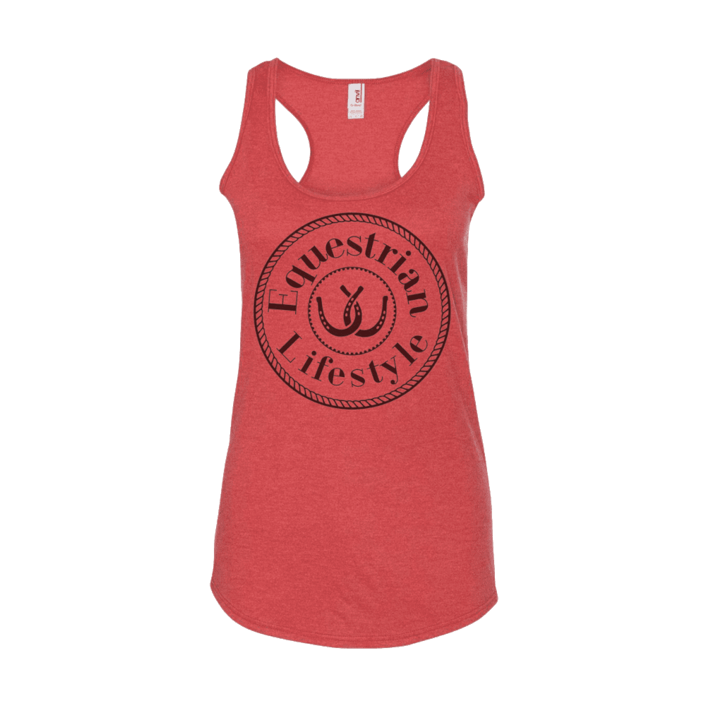 Equestrian Lifestyle Racerback Tank Top – Heather Red Horseshoe