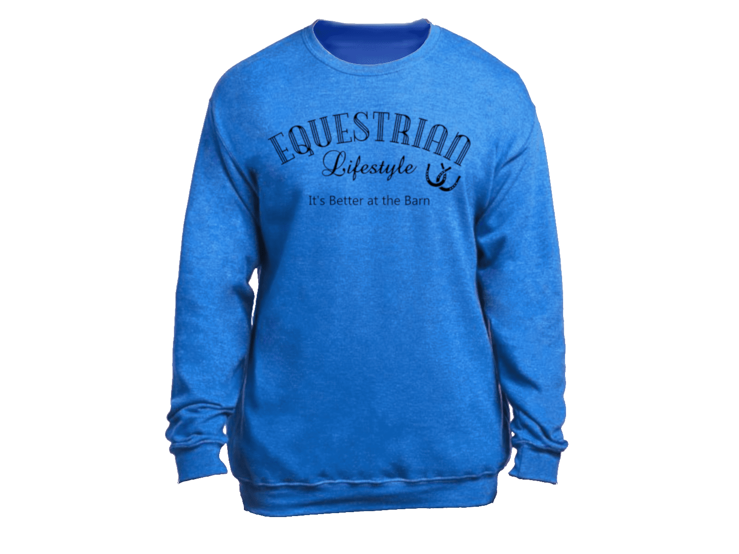 Sweat-shirt ras du cou Équestre Lifestyle – Bleu roi chiné Phrase