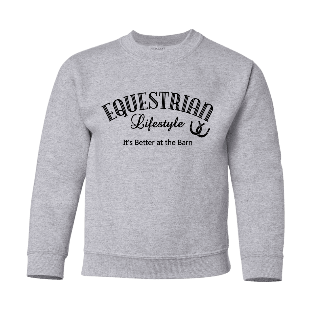 Equestrian Lifestyle Youth Crewneck Sweatshirt – Sport Grey Phrase