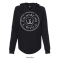 A black long-sleeve hooded sweatshirt with a large circular white graphic on the chest reading 'Equestrian Lifestyle' around a horseshoe symbol. The sweatshirt is shown against a plain white background, with the text 'Horseshoe' printed below.