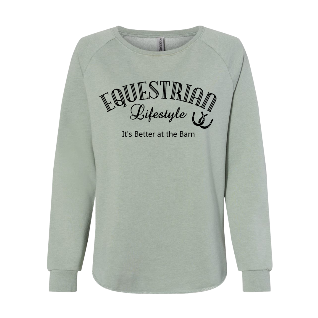 Sweat-shirt ras du cou femme Equestrian Lifestyle – Phrase sauge