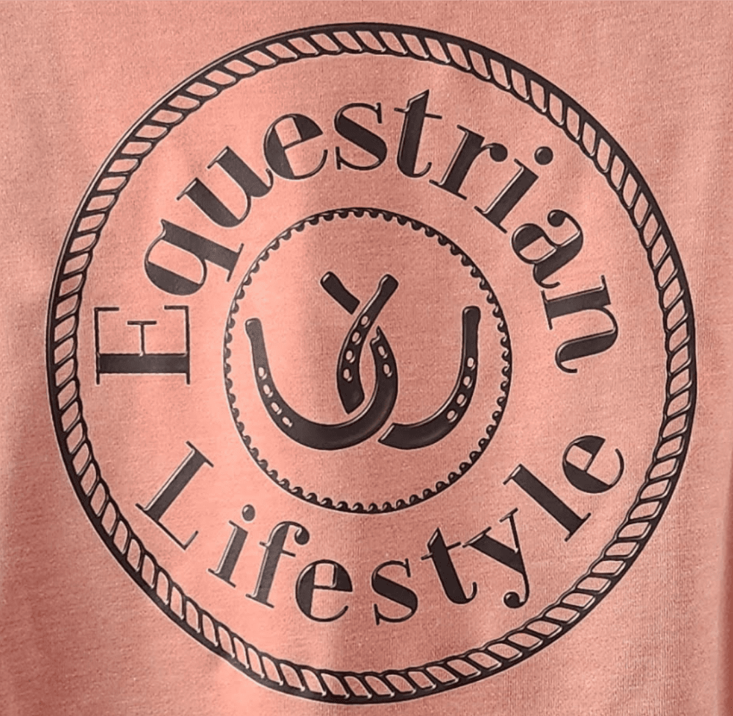 Sweat-shirt ras du cou pour femme « Equestrian Lifestyle » – Rose poudré Californie, texture vague 3D