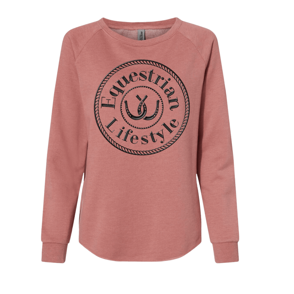 Sweat-shirt ras du cou pour femme « Equestrian Lifestyle » – Rose poudré Californie, texture vague 3D
