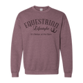 A heathered dusty rose crewneck sweatshirt with 'EQUESTRIAN Lifestyle It's Better at the Barn' printed in black on the chest, displayed on a clean white background.