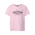 A light pink short-sleeve t-shirt with a black graphic on the chest reading 'EQUESTRIAN Lifestyle' over horseshoes, shown on a plain white background.