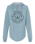 A light blue long-sleeve hoodie with a drawstring hood and a large black circular graphic on the chest reading 'Equestrian Lifestyle' around an horseshoe symbol. The hoodie is shown flat against a plain white background.