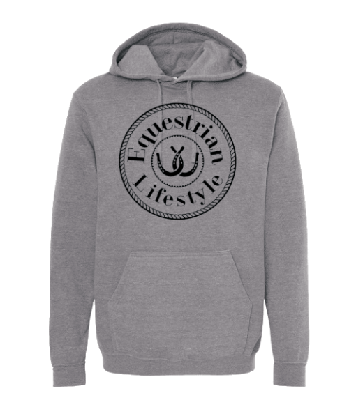 Equestrian Lifestyle Hoodie – Heather Grey Horseshoe