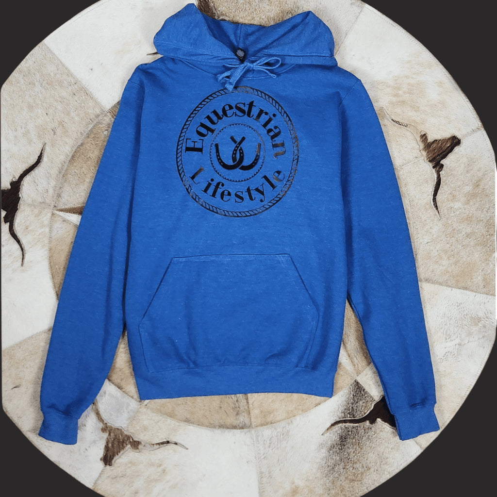 Equestrian Lifestyle Hoodie – Heather Royal Horseshoe