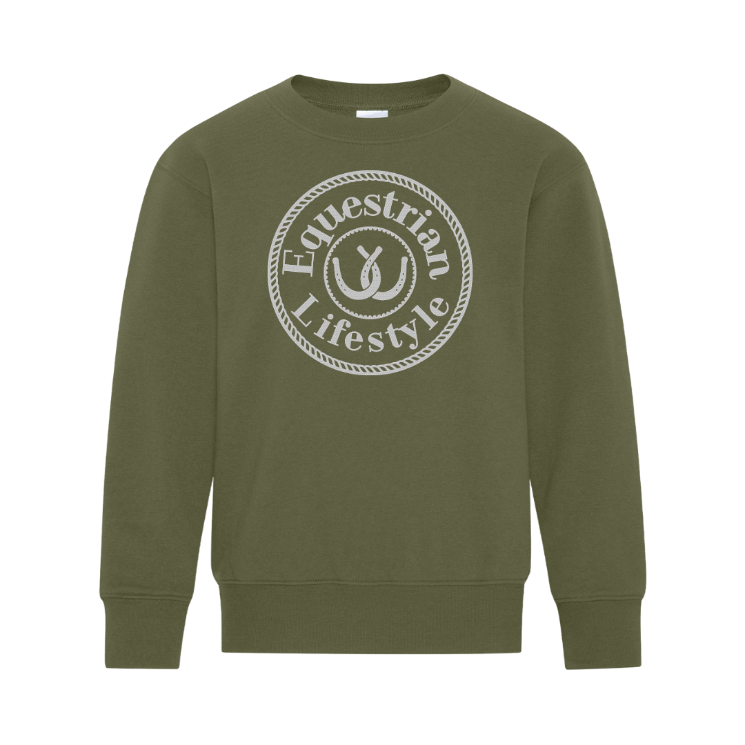 Equestrian Lifestyle Youth Crewneck Sweatshirt – Olive