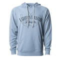 Sweat à capuche léger Equestrian Lifestyle – Phrase Fer à cheval bleu brumeux